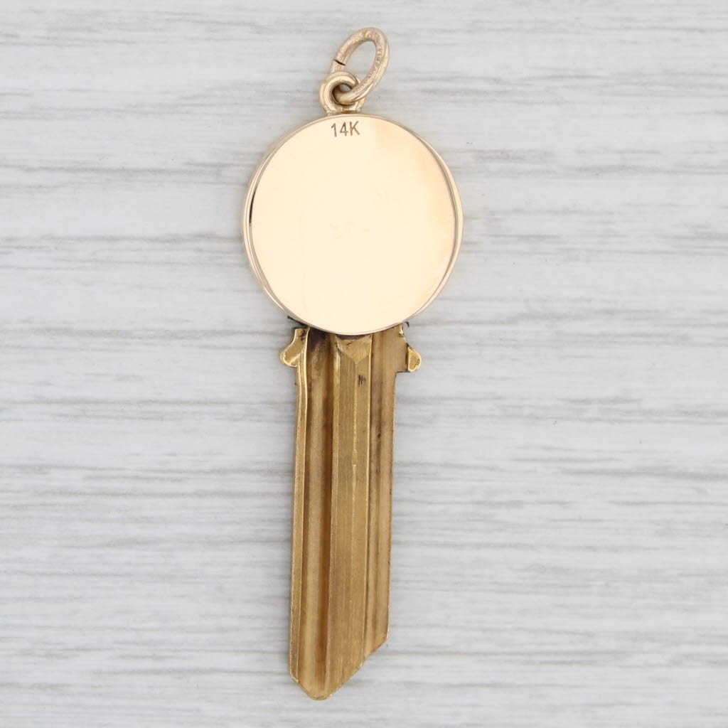 Light Gray Engravable Key Pendant 14k Yellow Gold Top Gold Filled Bar Keepsake Charm