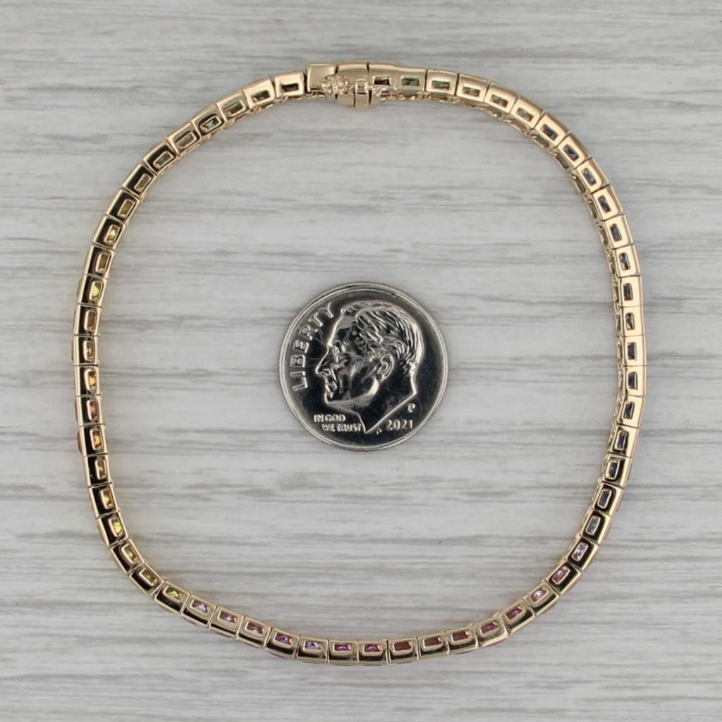11.30ctw Rainbow Sapphire Tennis Bracelet 14k Yellow Gold 7.25" 4mm