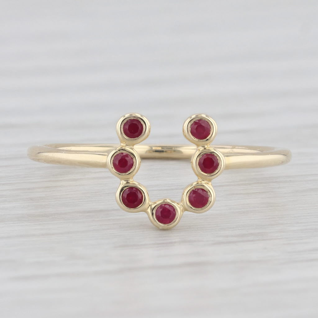 Light Gray New Ruby Horseshoe Ring 10k Yellow Gold Size 7.25