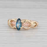 Coleman Co Black Hills Gold 0.65ct Marquise London Blue Topaz Ring 10k Size 8