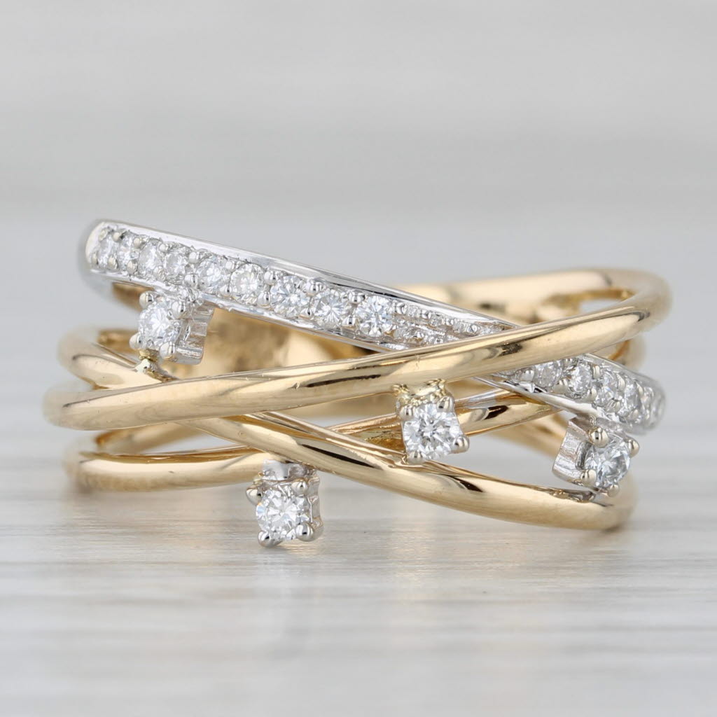 Gray 0.28ctw Diamond Orbit Multiband Ring 18k Yellow Gold Size 7.25
