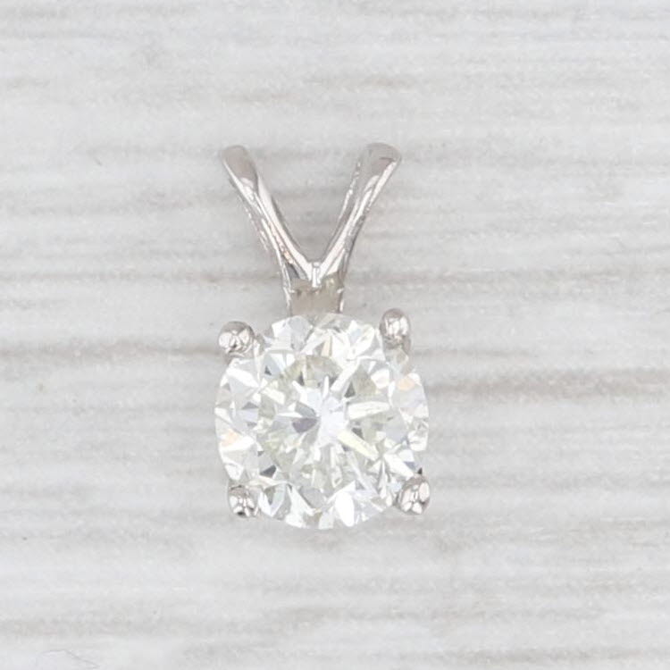 Light Gray New 0.47ct Round Solitaire Small Drop Pendant 14k White Gold