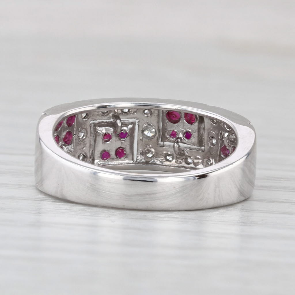 0.63ctw Ruby Diamond Ring 14k White Gold Size 7 Stackable Band