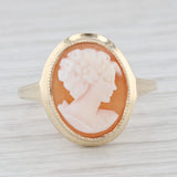 Vintage Carved Shell Cameo Ring 10k Yellow Gold Size 6.5