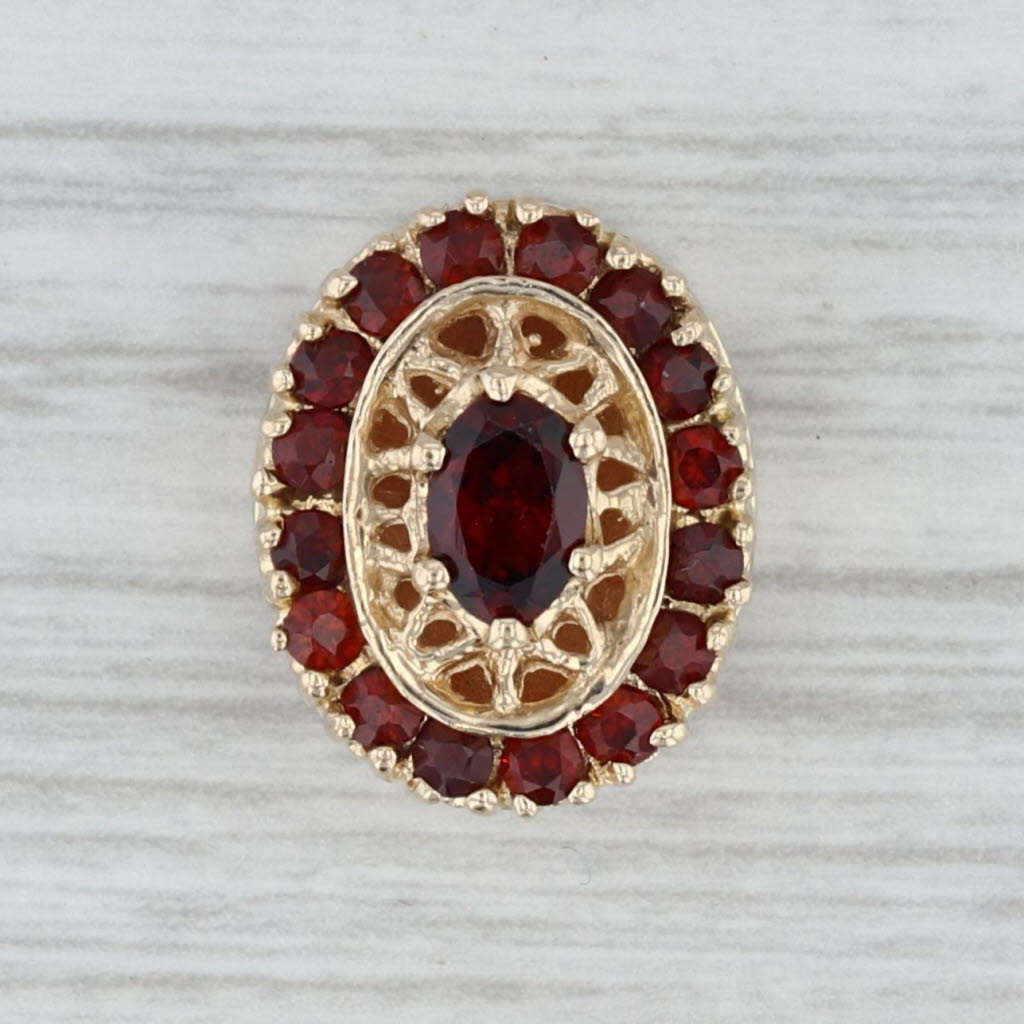 Gray 1.30ctw Garnet Halo Slide Bracelet Charm 14k Gold Richard Klein Vintage