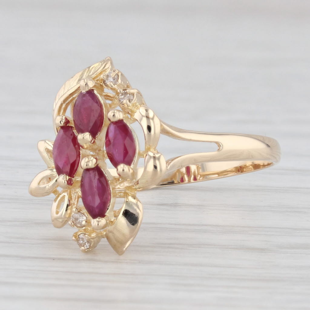 Light Gray 0.60ctw Ruby Cluster Ring 14k Yellow Gold Size 7.25