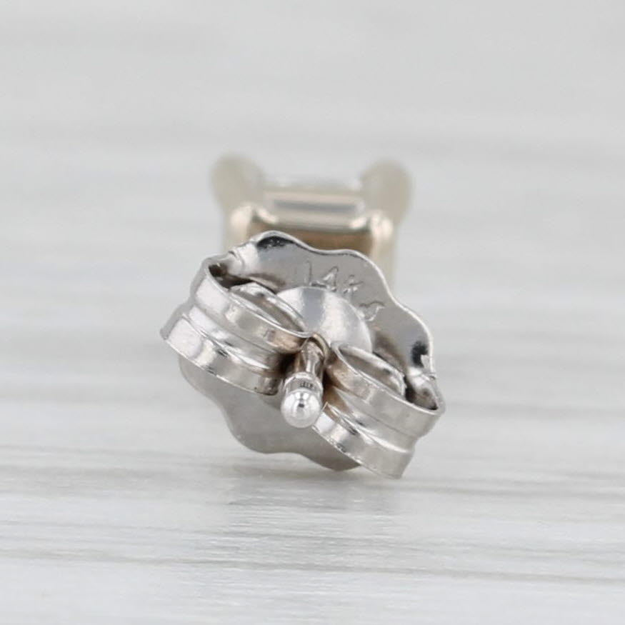 Light Gray Single 0.14ct Diamond Stud Earring 14k White Gold Princess Solitaire