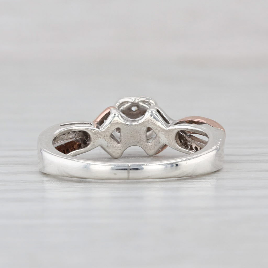 0.17ctw Diamond Cluster Engagement Ring 10k Rose Gold Sterling Silver Size 6.25