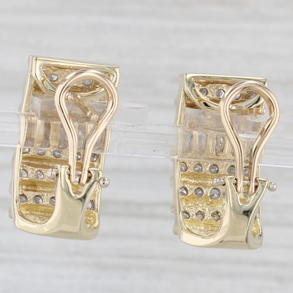 Light Gray 1ctw Diamond Journey J-Hook Earrings 10k Yellow Gold Omega Backs