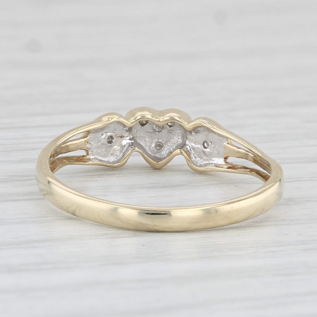 Light Gray Diamond Heart Ring 10k Yellow Gold Size 7.5 Stackable Band