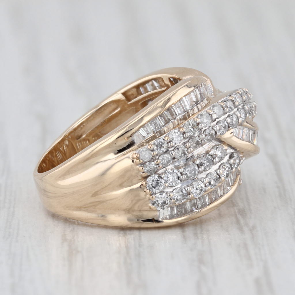 1.80ctw Diamond Knot Overlay Ring 10k Yellow Gold Size 7 Cocktail