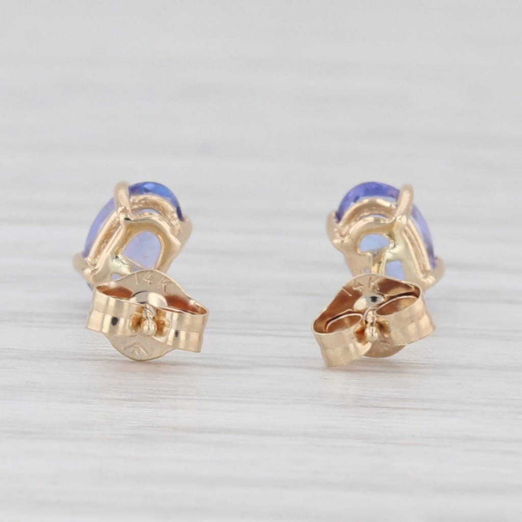 Light Gray 1ctw Oval Tanzanite Solitaire Stud Earrings 14k Yellow Gold