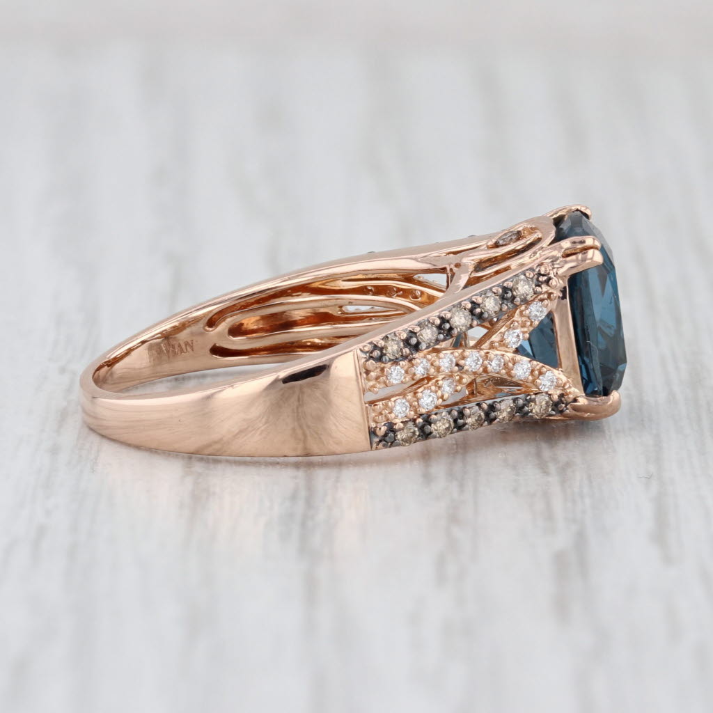 Le Vian 5.84ctw London Blue Topaz Diamond Ring 14k Rose Gold Size 8.5