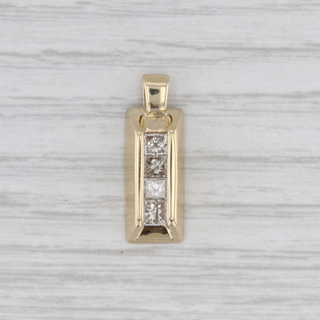 0.62ctw Diamond Journey Pendant 14k Yellow Gold Small Drop