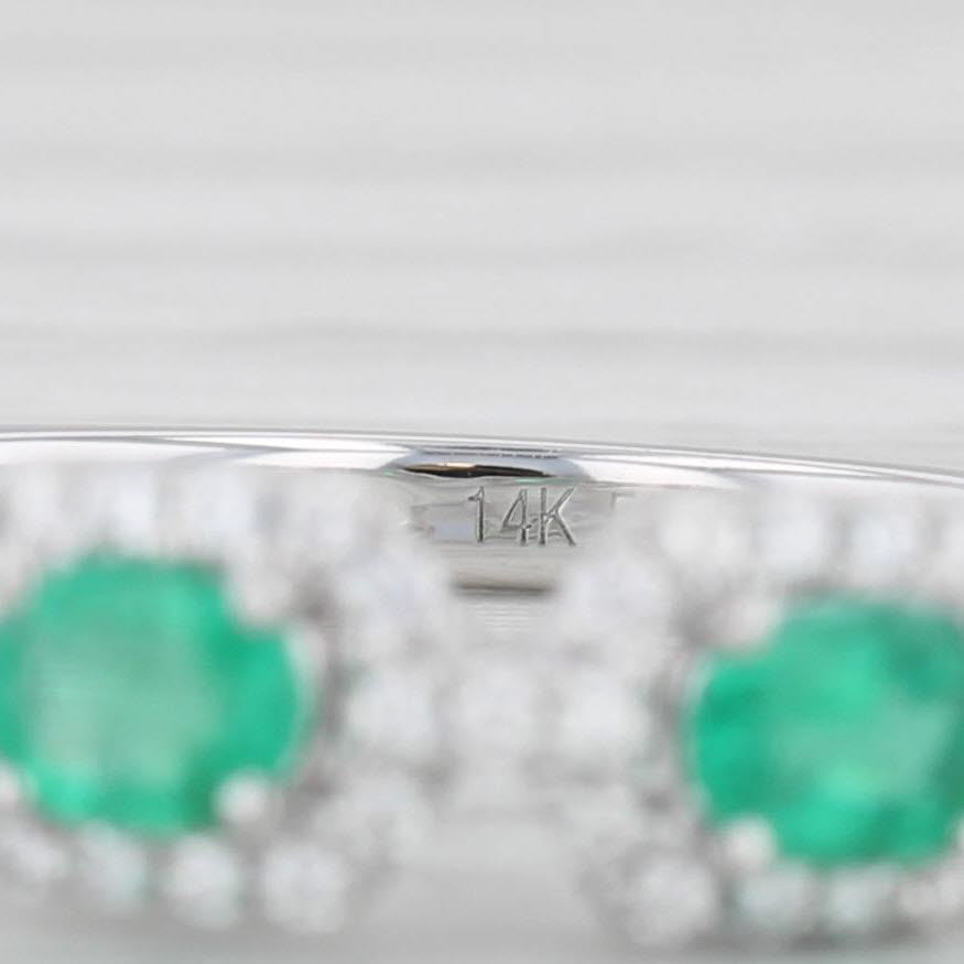 Light Gray 0.71ctw Emerald Diamond Ring 14k White Gold Size 6.5 Stackable