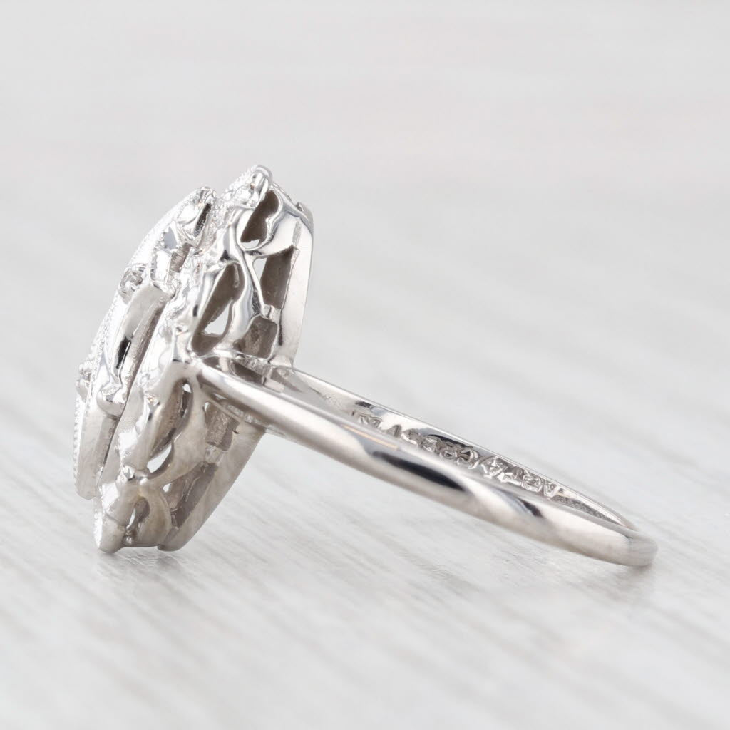 Light Gray Vintage Princess Diamond Ring 10k White Gold Size 4.5 Marquise Shape