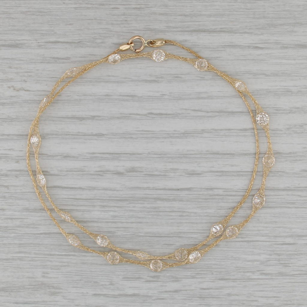 4.80ctw Cubic Zirconia Station Mesh Chain Necklace 18" 14k Yellow Gold