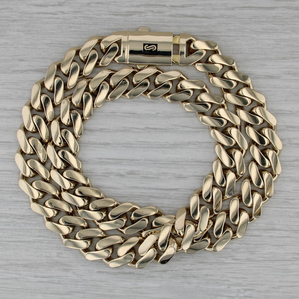 Classic Monaco Curb Cuban Chain Necklace 10k Yellow Gold 19.5" 13mm