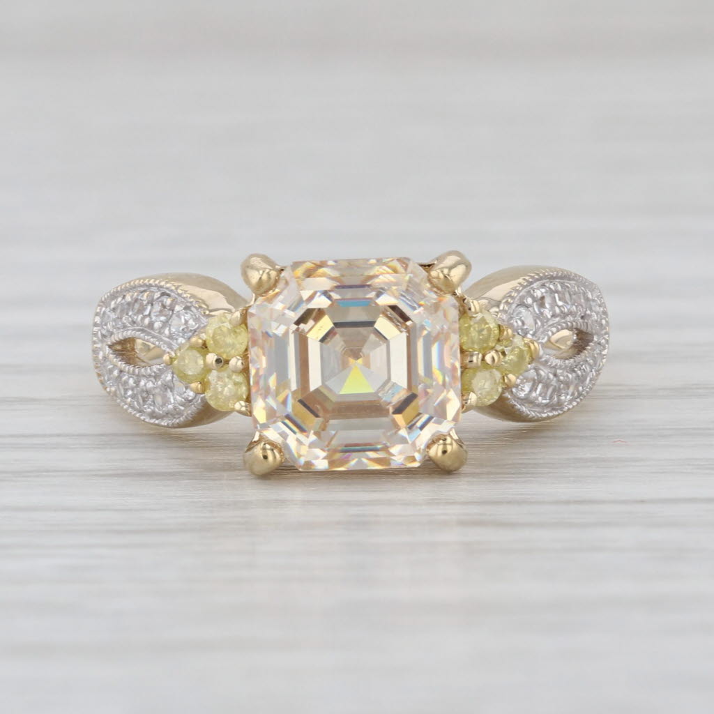 Diamond Zircon Semi Mount Engagement Ring 10k Yellow Gold Size 7