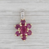 0.85ctw Ruby Cluster Pendant 10k Yellow Gold Diamond Accents