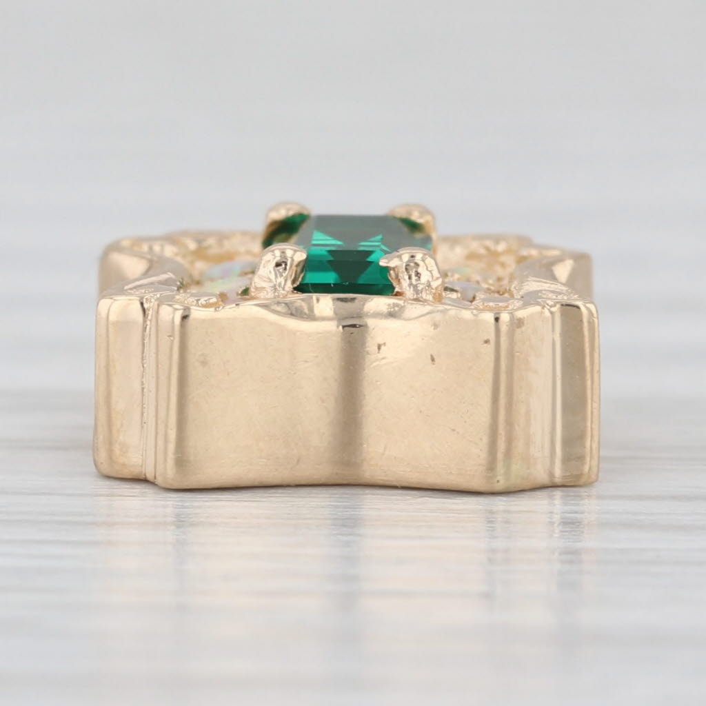 Goldman Kolber 2.30ctw Lab Created Emerald Opal Slide Bracelet Charm 14k Gold