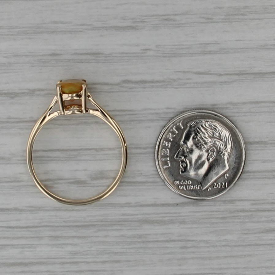 Yellow Opal Oval Solitaire Ring 10k Yellow Gold Size 7.25
