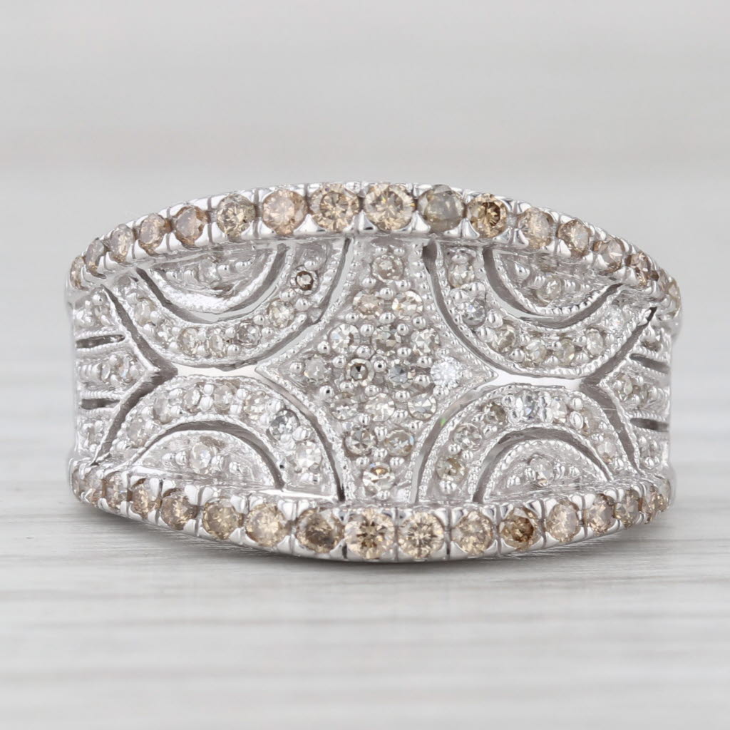 0.58ctw Concave Diamond Ring 10k White Gold Size 6.75 Cocktail