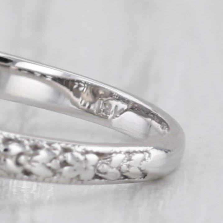 Art Deco Diamond Solitaire Filigree Ring 18k White Gold Size 6.5 Engagement
