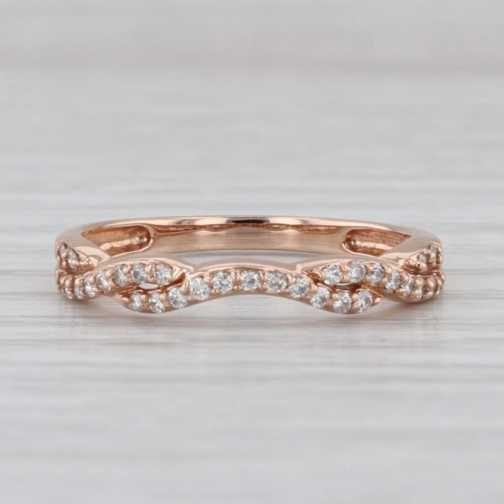 0.20ctw Diamond Contoured Woven Ring 14k Rose Gold Size 7 Stackable Band