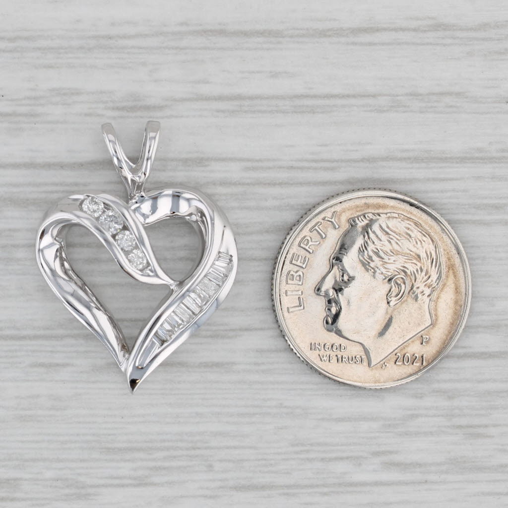 Gray 0.25ctw Diamond Open Heart Pendant 10k White Gold