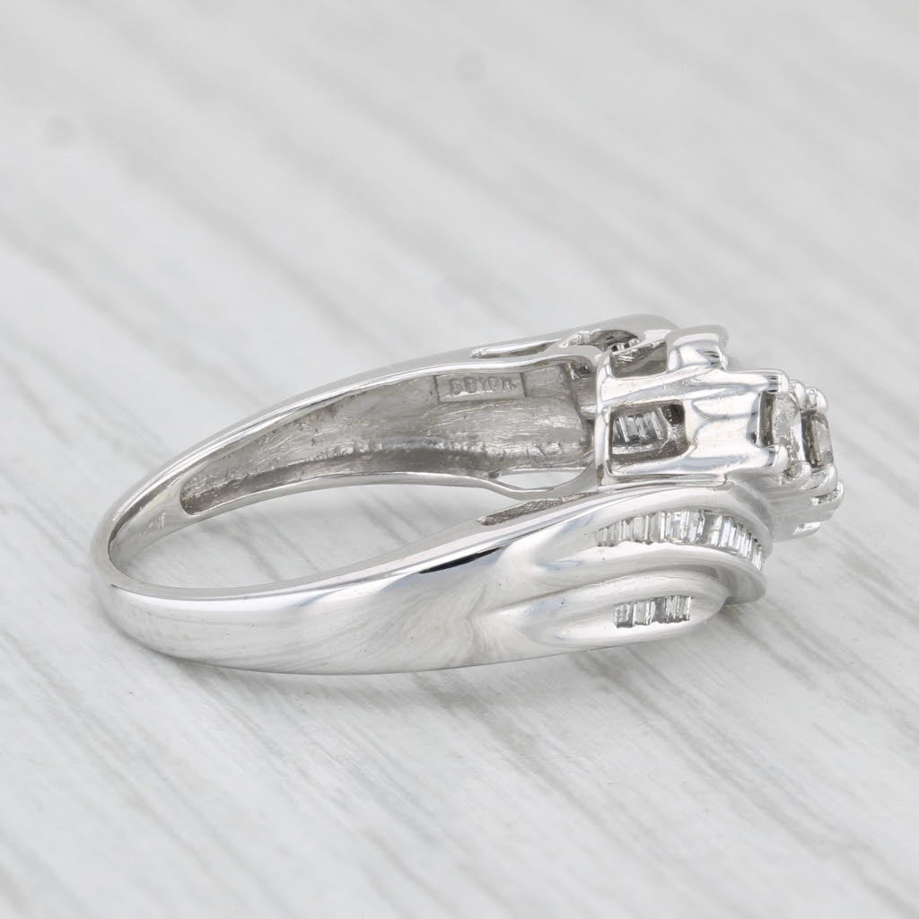 Light Gray 0.47ctw Diamond Bypass Ring 10k White Gold Size 6.25