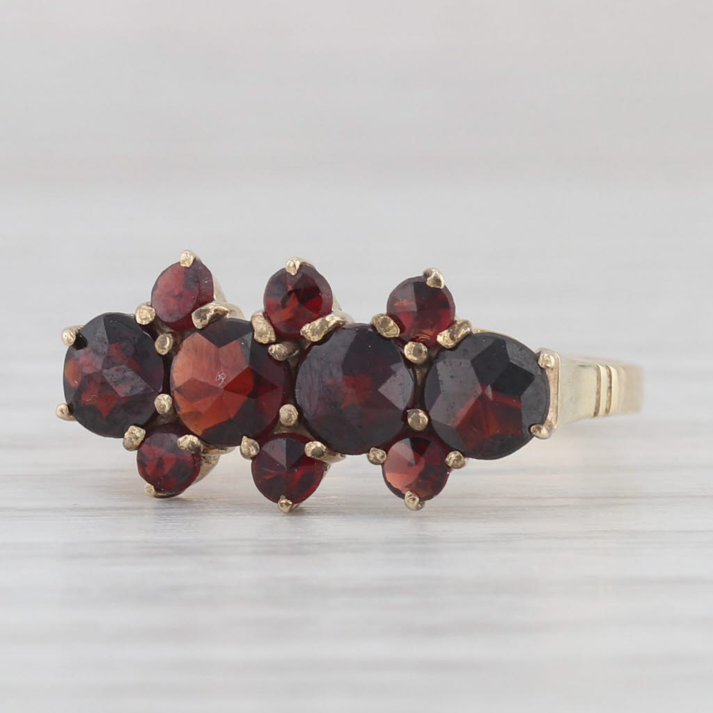 Light Gray Vintage 1.70ctw Garnet Cluster Ring 10k Yellow Gold Size 6