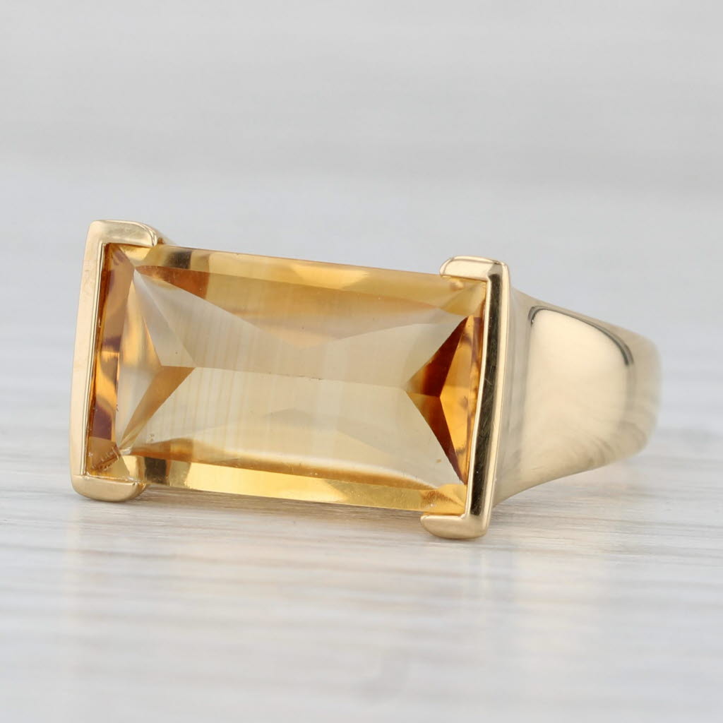 Light Gray 5ct Citrine Solitaire Ring 18k Yellow Gold Size 7.5