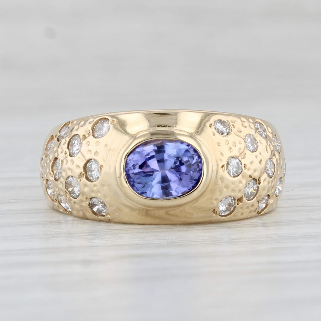 Light Gray 1.35ctw Oval Tanzanite Diamond Ring 14k Yellow Gold Size 8