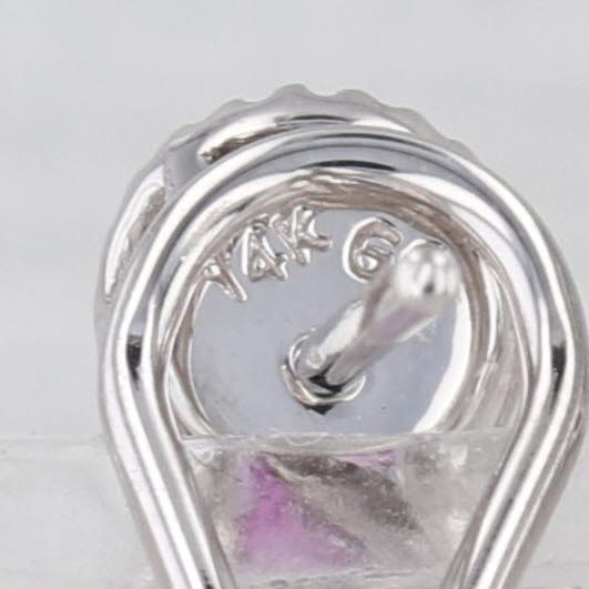 1.80ctw Pink Sapphire Diamond Halo Drop Earrings 14k White Gold Omega Backs