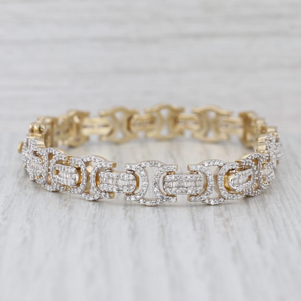 New 3.61ctw Diamond Tennis Bracelet 10k Yellow Gold 8.5" 9mm