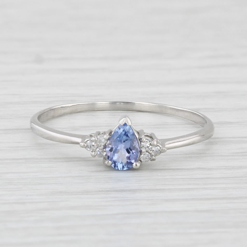 Light Gray 0.37ctw Pear Tanzanite Diamond Ring Platinum Size 10.25