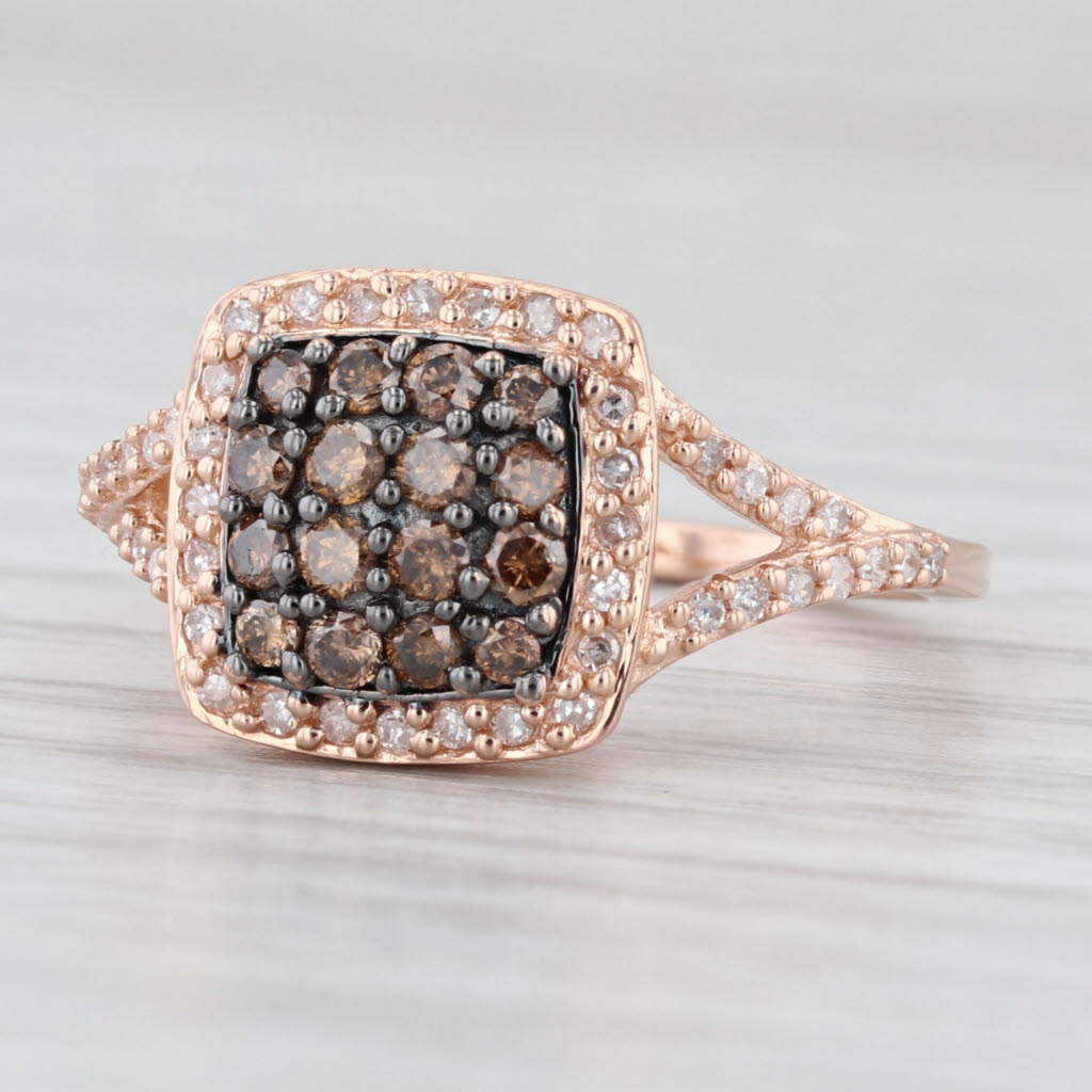 Effy 0.45ctw Champagne Diamond Halo Ring 14k Rose Gold Size 7.25