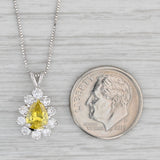 Gray 1.13ctw Yellow White Diamond Halo Teardrop Pendant Necklace 14k Gold 18" EGL