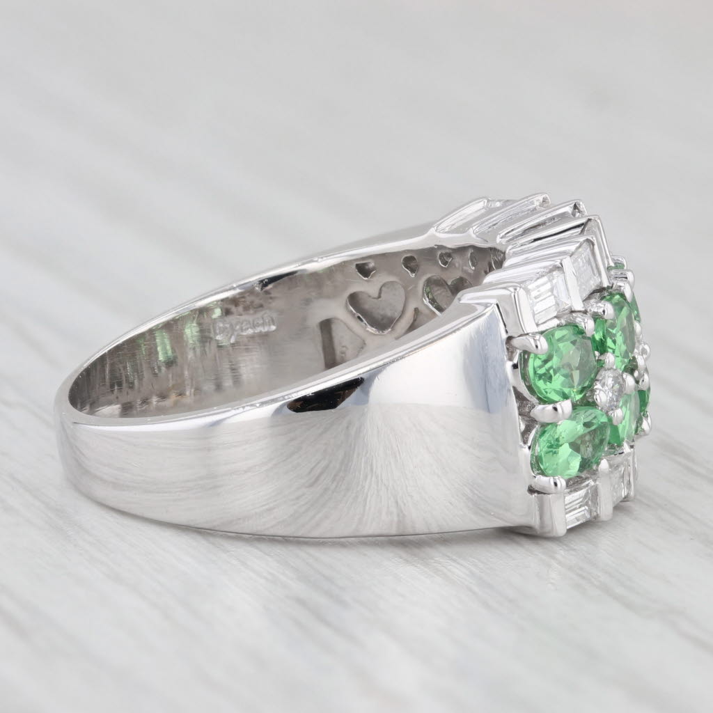 Light Gray 2.64ctw Green Tsavorite Garnet Diamond Ring 14k White Gold Size 8.75