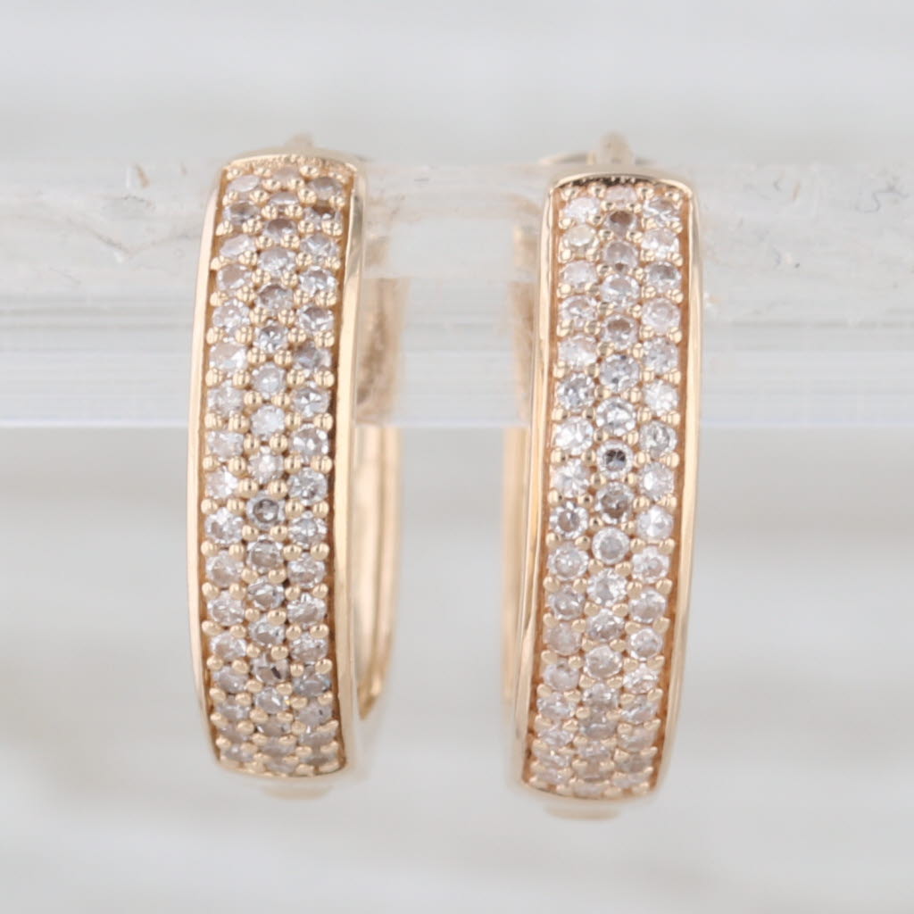 0.24ctw Diamond Hoop Earrings 14k Yellow Gold Hinged Round Hoops