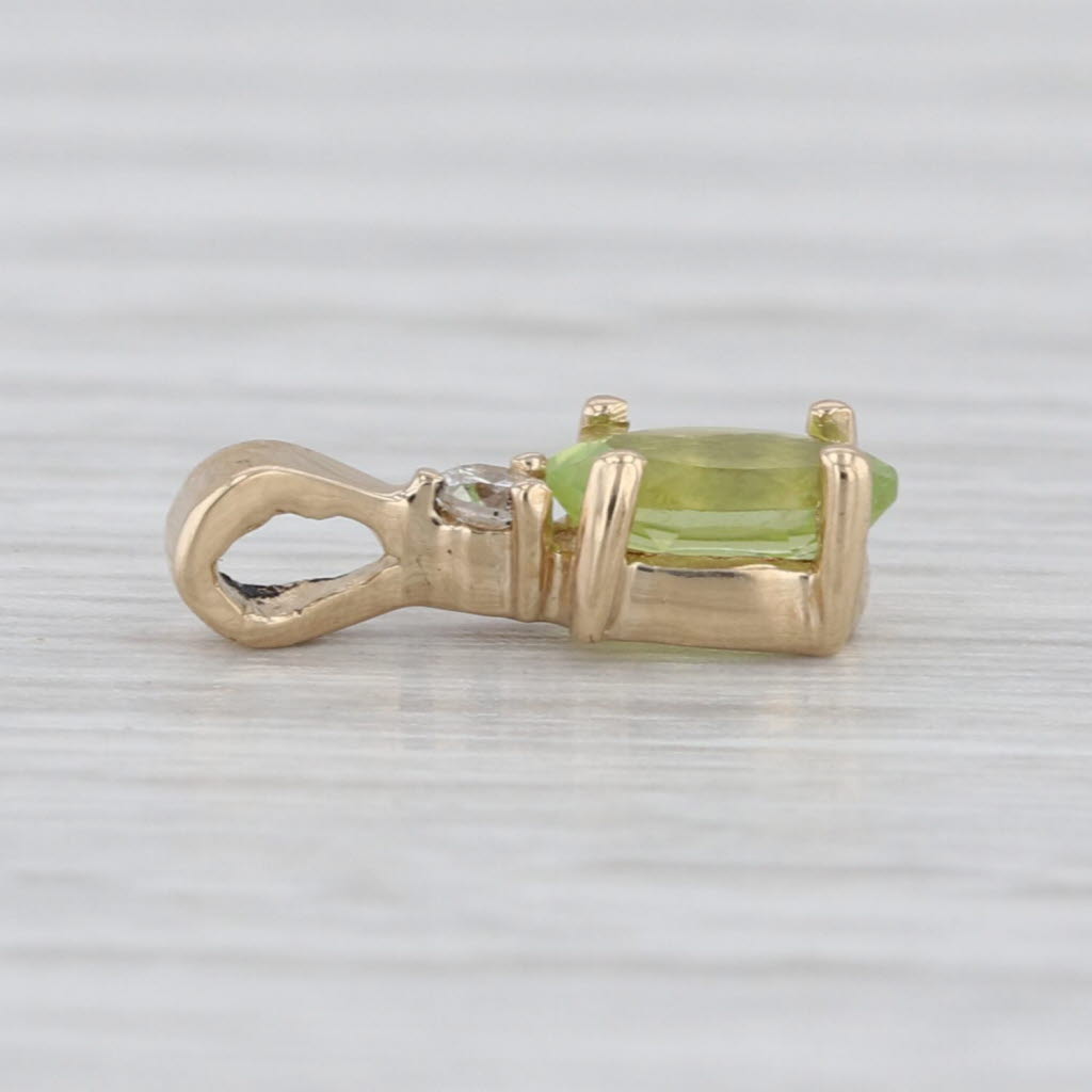 Small 0.53ctw Peridot Diamond Pendant 14k Yellow Gold Oval Solitaire