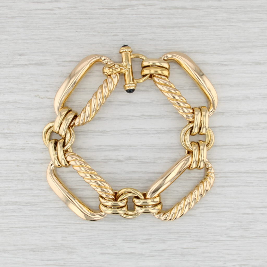 Sapphire Oval Link Statement Bracelet 18k Yellow Gold 7" 19.4mm