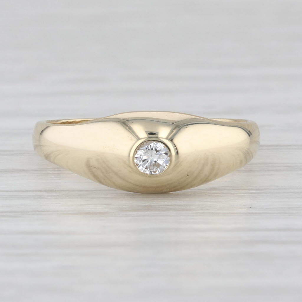 Round Diamond Solitaire Ring 14k Yellow Gold Size 5 Bezel Set
