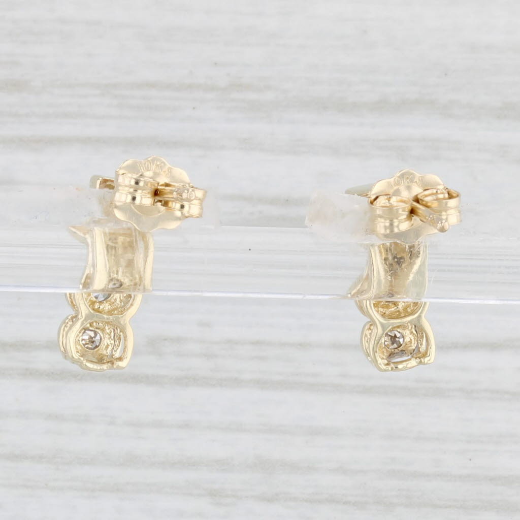 Light Gray Diamond 3-Stone Journey Earrings 10k Yellow Gold Pierced Drops