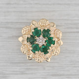 0.40ctw Emerald Flower Slide Charm 14k Gold Vintage Richard Klein May Birthstone