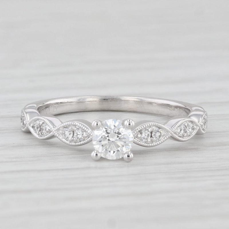 New 0.40ctw Round Diamond Engagement Ring 14k White Gold Size 6.5 H of B