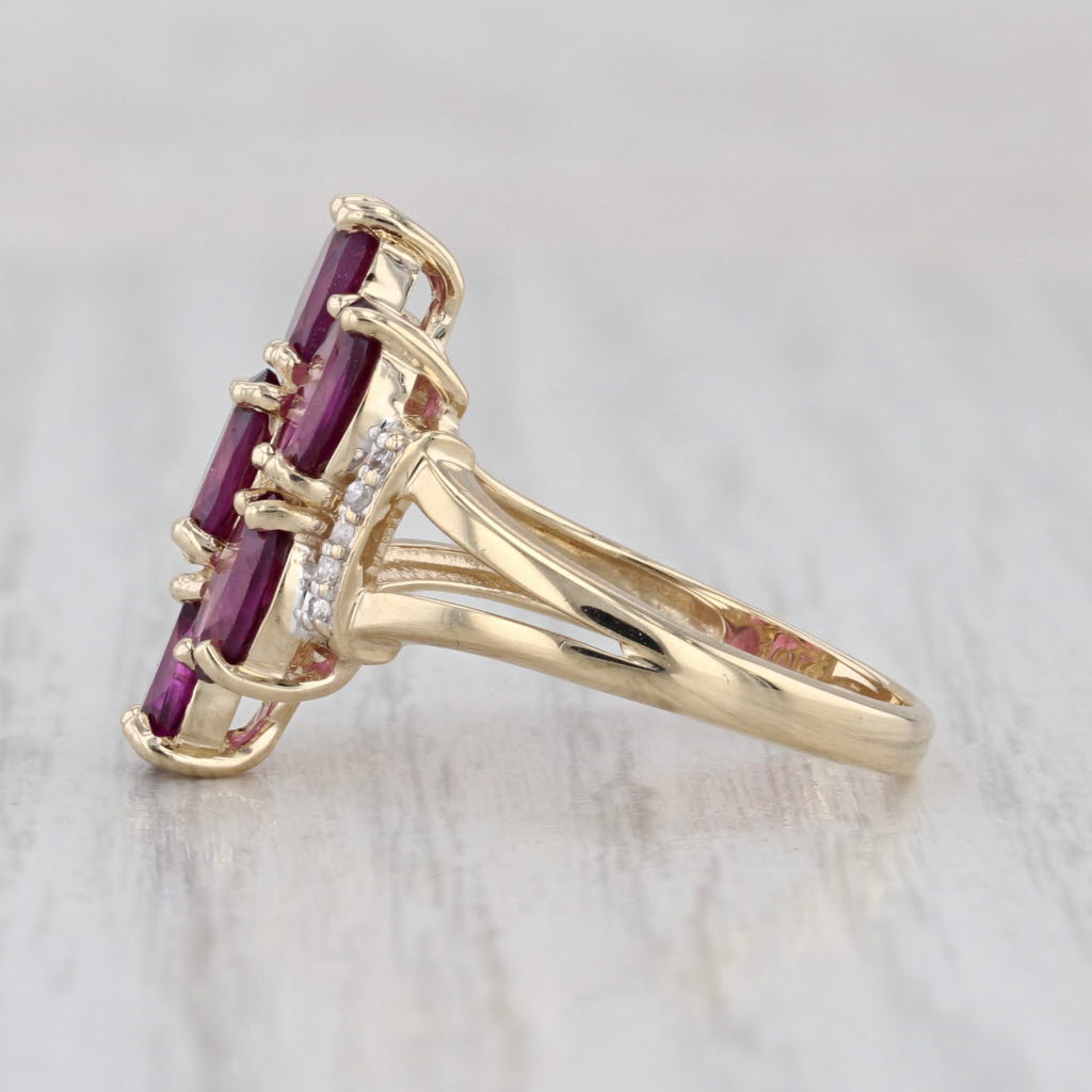 3.47ctw Garnet Cluster Diamond Ring 10k Yellow Gold Size 6