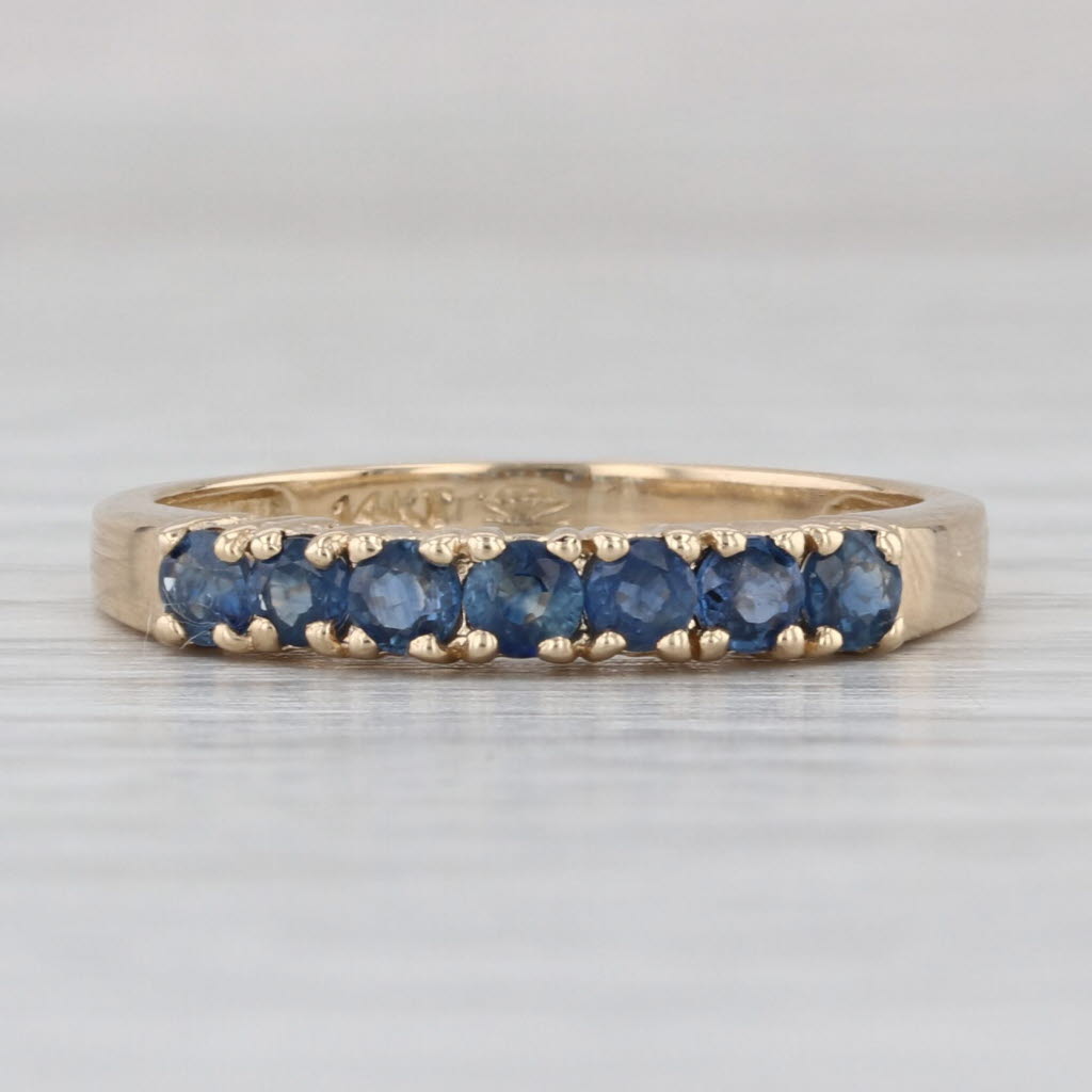 0.56ctw Blue Sapphire Ring 14k Yellow Gold Size 7 Stackable Wedding Band