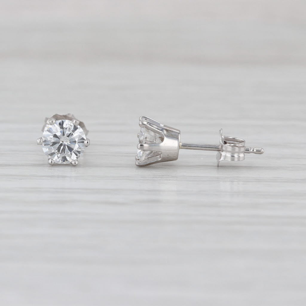 0.81ctw Round Solitaire Stud Earrings 14k White Gold Studs